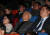 문재인(가운데) 전 대통령과 김정숙(맨 왼쪽) 여사가 지난 22일 경남 양산시 물금읍 메가박스 양산증산점에서 다큐멘터리 영화 '길위에 김대중'을 관람하고 있다. 뉴스1