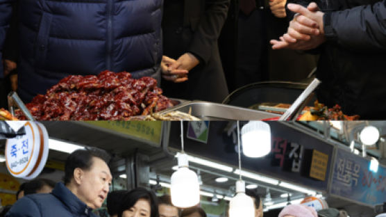 尹, 설 앞두고 의정부시장 떴다…'어묵·떡 먹방'에 시민들 깜짝 