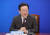 더불어민주당 이재명 대표가 지난 29일 국회에서 열린 11·12차 인재영입식에서 환영사를 하고 있다. 연합뉴스