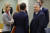 빅토르 오르반 헝가리 총리(오른쪽)가 1일 벨기에 브뤼셀에서 열린 EU 특별정상회의에서 페테리 오르포 핀란드 총리(가운데)와 카야 칼라스 에스토니아 총리(왼쪽)와 대화하고 있다. AP=연합뉴스