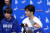 4일(한국시간) 다저스타디움에서 열린 다저스 팬페스트에 참석해 서울 시리즈 출전 의지를 밝힌 오타니 쇼헤이(오른쪽). AP=연합뉴스