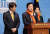 개혁신당 이준석 대표(왼쪽부터)와 김용남 정책위의장, 양향자 원내대표가 6일 오후 서울 여의도 국회 소통관에서 '파탄주의와 징벌적 위자료 제도 도입' 기자회견을 하고 있다. 뉴스1