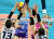 14일 인천 삼산체육관에서 열린 흥국생명과의 경기에서 블로킹을 하는 IBK기업은행 최정민(왼쪽). 사진 한국배구연맹