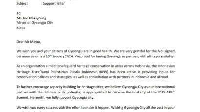 인도네시아, 경주시에 APEC 정상회의 지지 서한 보내