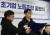19일 오전 서울 서초구 한국컨퍼런스센터에서 열린 삼성 그룹 초기업 노동조합 출범식에서 홍광흠 위원장이 발언하고 있다. 연합뉴스