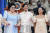 2022년 6월 30일 아들 페르디난드 마르코스 주니어(가운데)의 대통령 취임식에 참석한 이멜다 마르코스 여사(왼쪽)의 모습. AP=연합뉴스