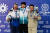 2023 에르주룸 겨울데플림픽 스노보드 뱅크드 슬라롬 은메달리스트 이탈리아 벨링게리 토마스(왼쪽부터), 금메달리스트 중국 양빈, 그리고 최용석. 사진 한국농아인스포츠연맹