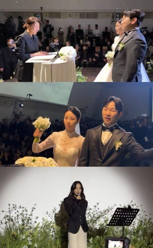 코미디언 정호철·이혜지가 9일 오후 서울 강남 모처에서 결혼식을 올렸다. 유튜브 채널 ‘짠한형 신동엽’ 캡처