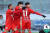 홈 개막전에 붉은 유니폼 입은 충남아산 선수들. 사진 한국프로축구연맹