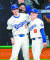 다저스에서 한솥밥을 먹게 된 오타니(왼쪽)와 야마모토. 공동취재단