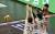 25일 안산 상록수체육관에서 열린 플레이오프 2차전에서 공격하는 OK금융그룹 레오. 뉴스1