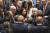 25일(현지시간) 미국 뉴욕 유엔 본부에서 열린 안보리 회의에 앞서 바실리 네벤지아 러시아 유엔 대사와 장준 중국 유엔 대사(가운데 왼쪽)가 아랍 국가 대사들과 이스라엘과 가자 분쟁 결의안 표결에 앞서 이야기를 나누고 있다. AP=연합뉴스