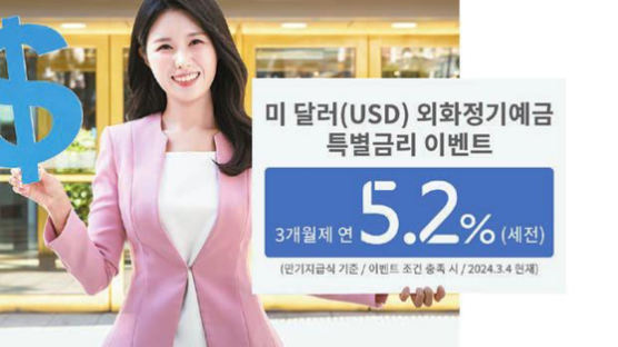 [함께하는 금융] 미 달러화 정기예금 가입고객에게 ‘최고 5.2% 특별금리’ 이벤트 진행