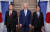 윤석열 대통령(왼쪽부터)과 조 바이든 미국 대통령, 기시다 후미오 일본 총리가 지난해 11월 미국 캘리포니아주 샌프란시스코에서 열린 아시아·태평양경제협력체(APEC) 정상회의에서 기념사진을 촬영하고 있다. AFP=연합뉴스