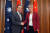 왕이 중국 외교부장이 지난달 호주 캔버라 국회의사당에서 페니 웡 호주 외교장관과 만났다. 로이터=연합뉴스