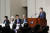 기시다 후미오 일본 총리가 지난해 11월 26일 도쿄에서 열린 ‘납북 피해자의 귀국을 요구하는 국민대집회’에 참석해 북일 정상회담을 통한 해결 의지를 밝히고 있다. 교도=연합뉴스