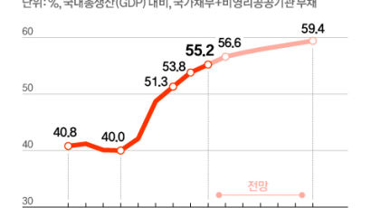 IMF의 경고 “한국 GDP 대비 정부 빚, 5년 뒤면 60%”
