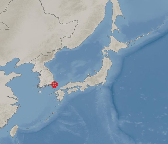 기상청 "일본 대마도 북북동쪽 인근 바다서 규모 3.9 지진"