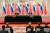 블라디미르 푸틴(왼쪽) 러시아 대통령과 시진핑 중국 국가 주석이 16일 중국 베이징에서 정상회담을 마친 뒤 발언하고 있다. AFP=연합뉴스