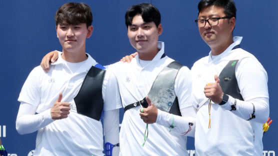 예천 월드컵 금메달 남자 양궁 "파리 가는 과정, 안주하지 않겠다"