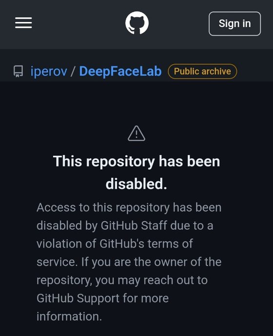 딥페이크를 만드는 데 활용되어 온 오픈소스 코드를 삭제한 깃허브. 깃허브 캡처