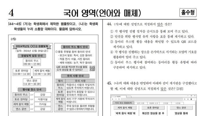 "국어 '언어와 매체' 44번, 정답 애매한데"…수능 이의신청 98건