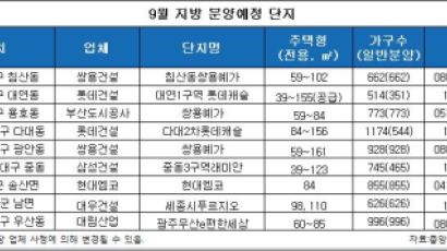 9월 지방 1만5000가구 분양 봇물