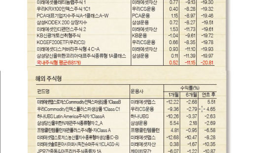 삼성그룹·중소형주 펀드만 선방 … 고통 길어질 듯