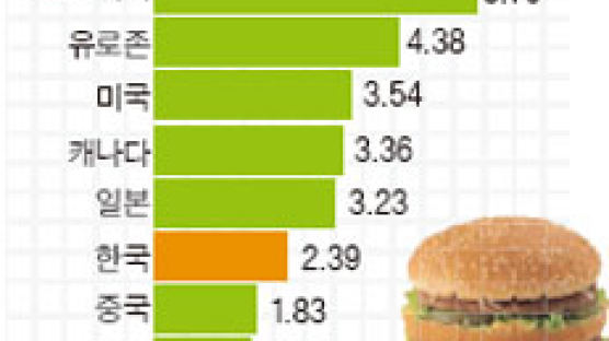 햄버거 값으로 측정한 적정 환율