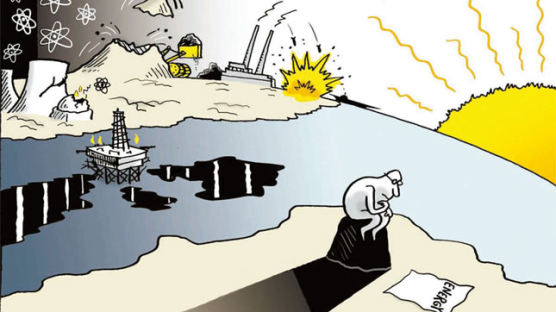 [해외 만평] “에너지를 어찌할꼬” … 인류의 앞날 걸린 에너지난, 원자력·태양·석유·석탄 모두 골칫덩어리