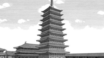 극세밀화로 복원된 황룡사 9층 목탑