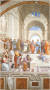 라파엘로의 ‘아테네 학당’(부분). 철학을 상징하는 이 그림의 왼쪽 아래에는 책을 읽고 있는 피타고라스의 그림이 있다. 피타고라스 앞에 하모니의 원리가 그려진 석판이 놓여 있다.