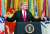 도널드 트럼프 미국 대통령이 12일 백악관 이스트룸에서 열린 미군 최고 무공훈장인 명예훈장 수여식에서 연설하고 있다. 이날 한국전·베트남전 등 참전용사 33명에게 훈장을 줬다. [AP=연합뉴스]