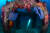 [톱10] 양충홍_해저의 문_콘크리트로 만든 사각 인공어초에 뿌리를 내리고 자란 산호초와 다이버. [사진 제주수중사진챔피언십 조직위원회]