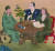 18세기 중국, 일본, 네덜란드 학자들의 교류를 묘사한 그림. 탁자 위에 해부학 교과서와 박물학 표본이 놓여 있다. [사진 블랙피쉬]